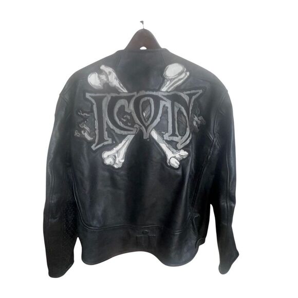 ICON Skull Leather Biker Jacket breathable remove able armour padding. Men’s XL - Picture 15 of 16